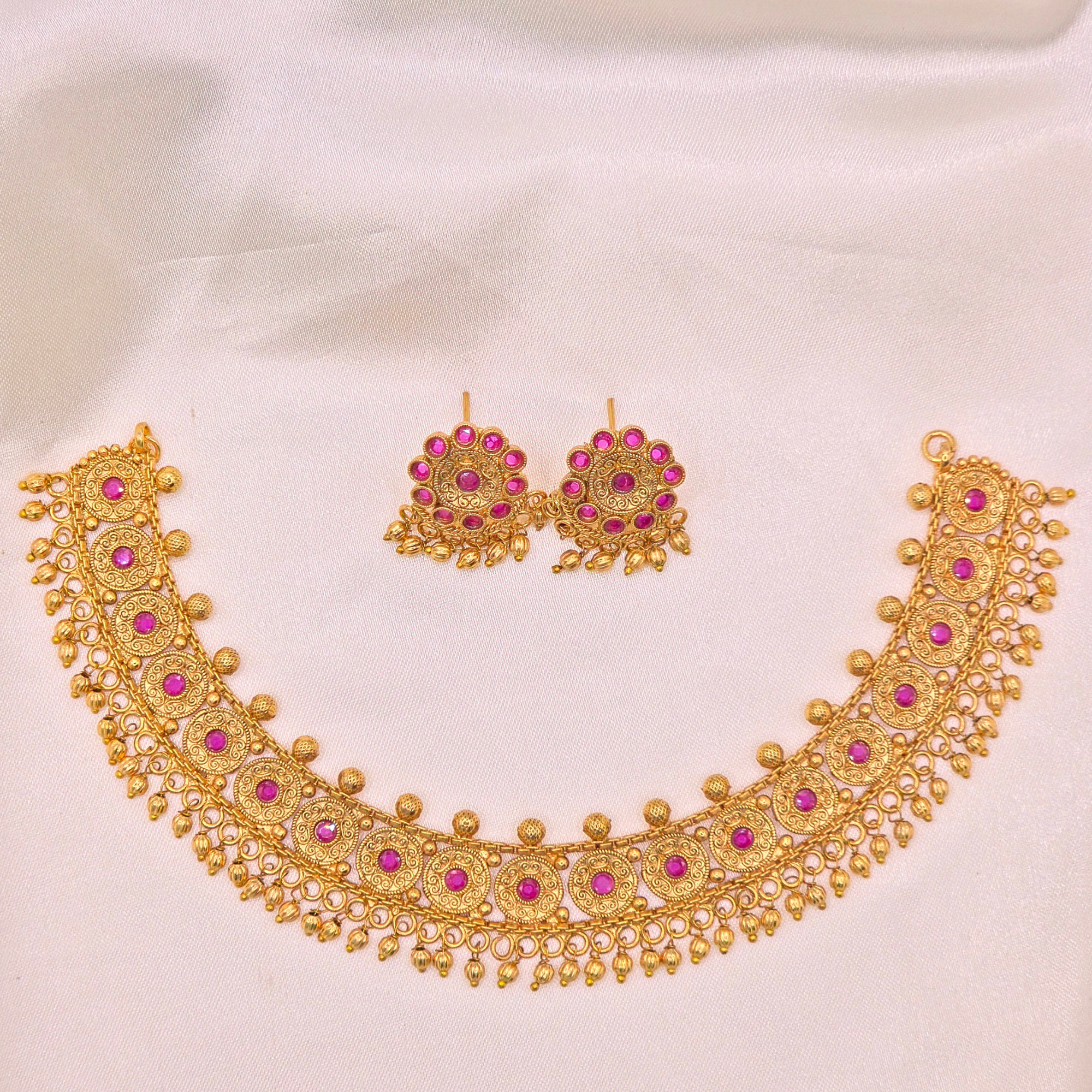 Ruby Circular Antique Necklace Set