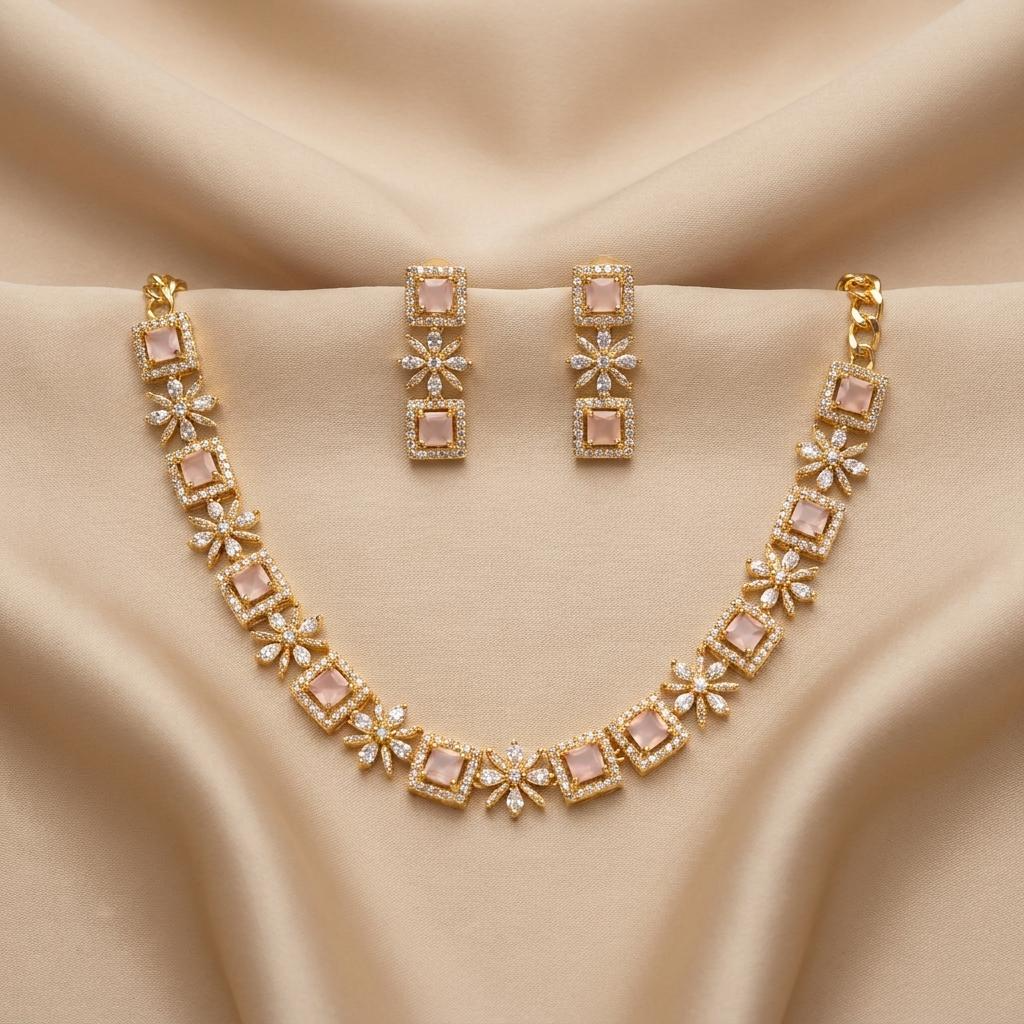 Rose-Glow Geometric Floral Set