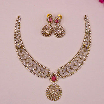 Ruby Crystal Drop Necklace Set