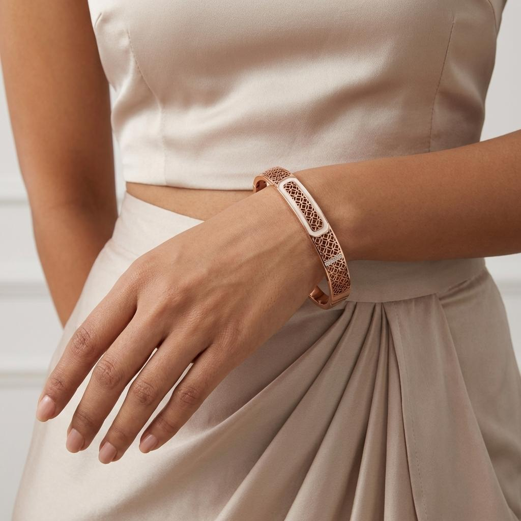 Rose Gold Filigree Enamel Bracelet