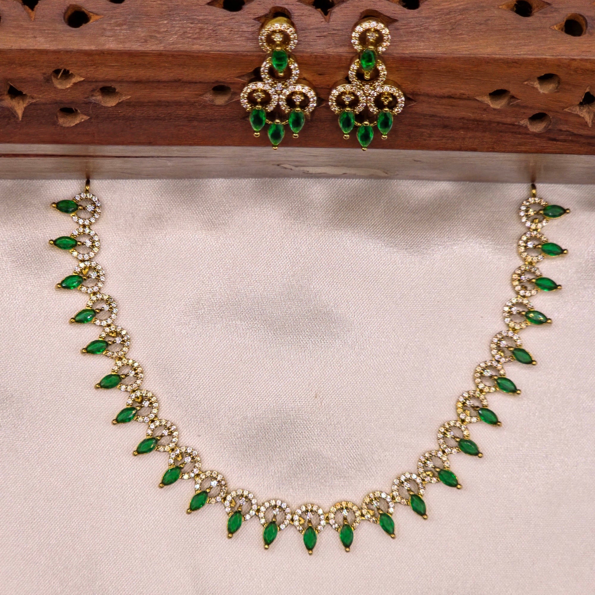 Emerald Marquise CZ Necklace Set
