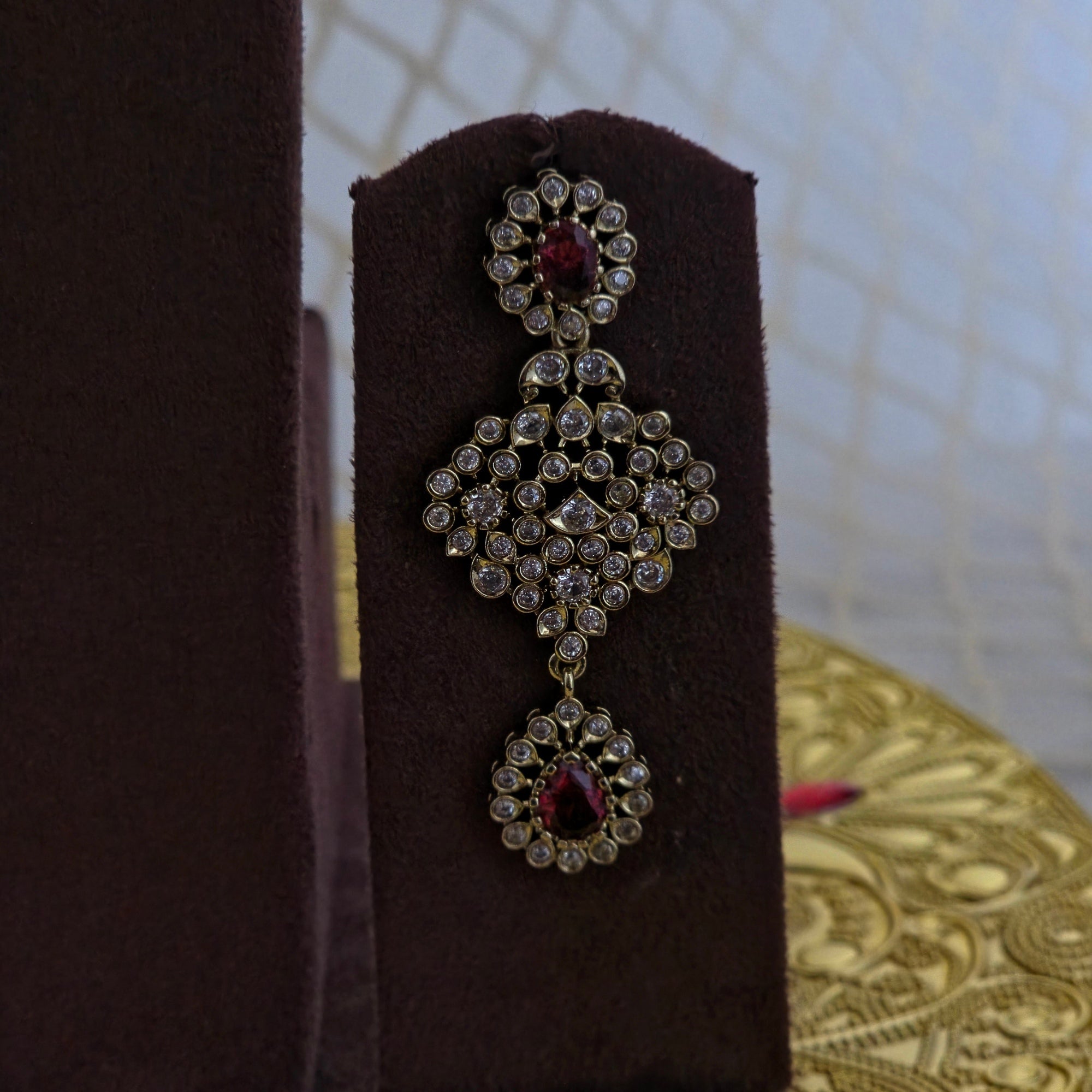 Ruby Red Victorian Kundan Bridal Choker Set