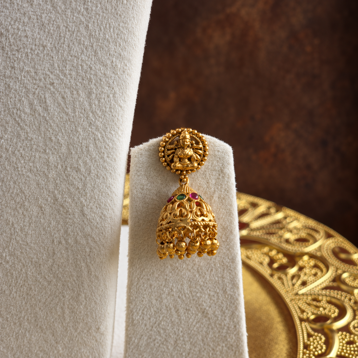 Temple Necklace Set with Jhumka Earrings
