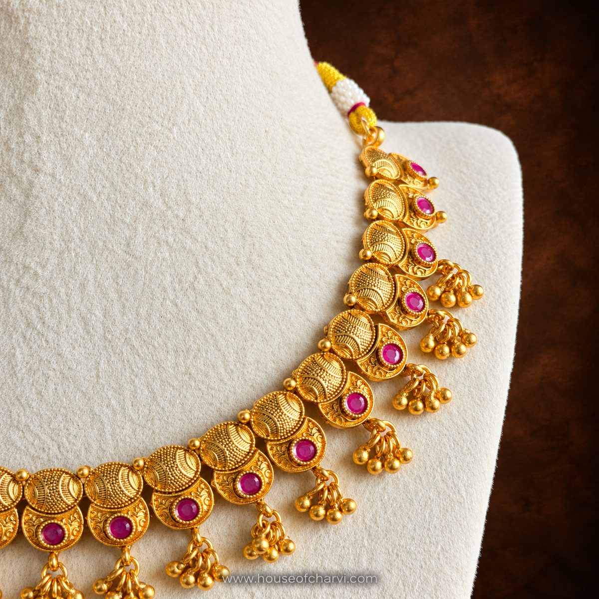 Pink Kemp Kasu Necklace set