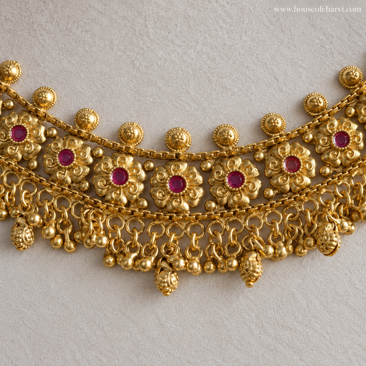 Antique Ruby Stone Necklace Set