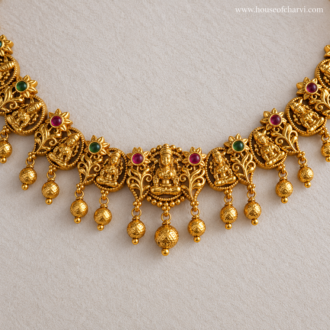 Temple Necklace Set with Jhumka Earrings