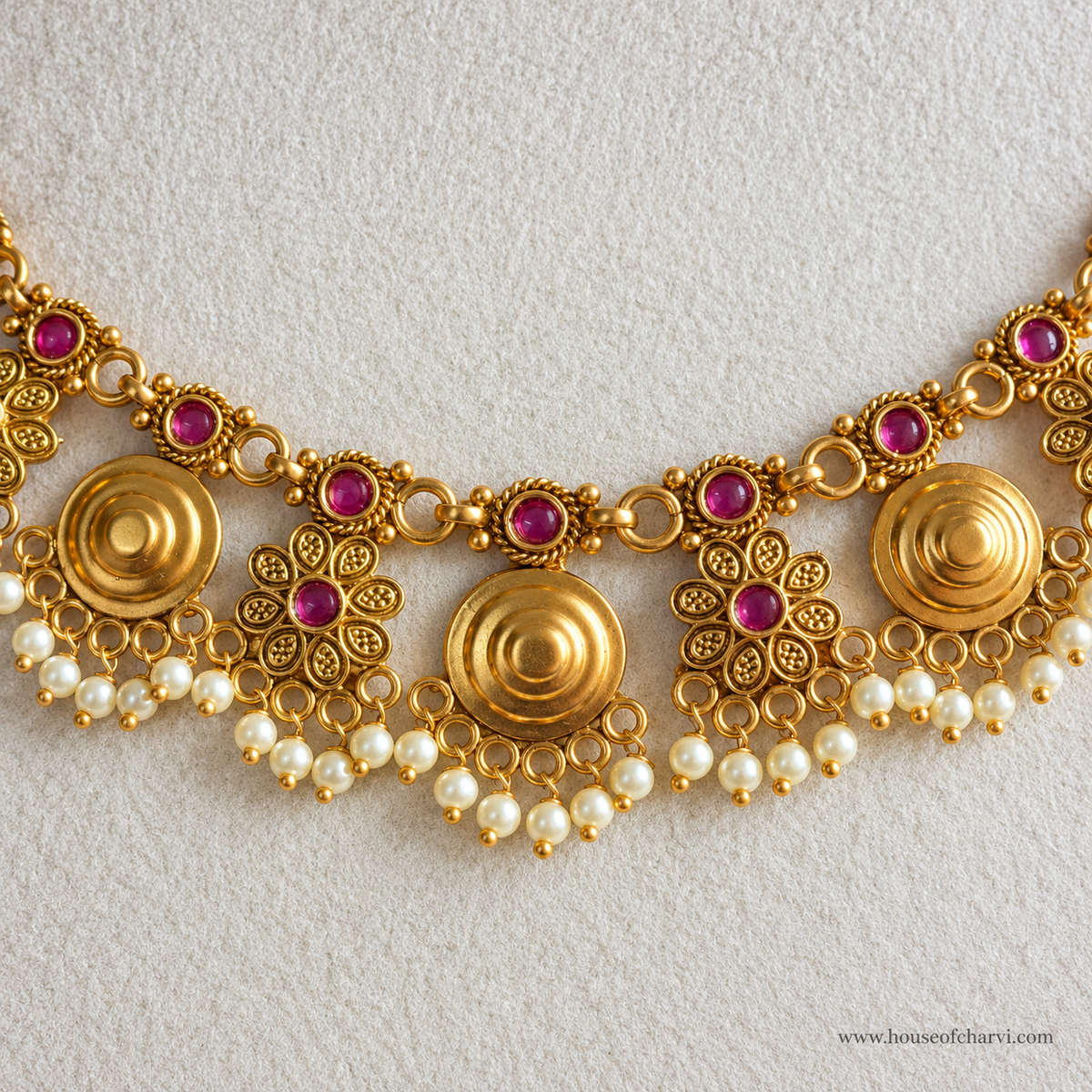 Antique Gold Coin Floral Choker Set