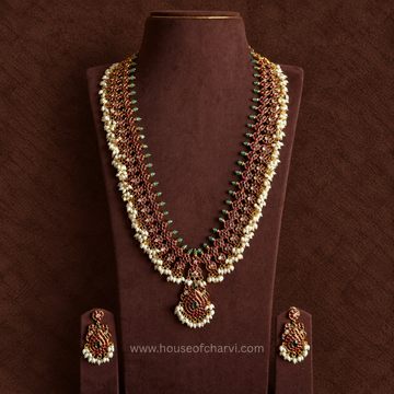 Ruby Green Peacock Necklace Set