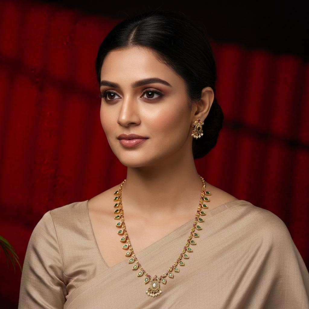 Emerald Pear Drop Haaram Set