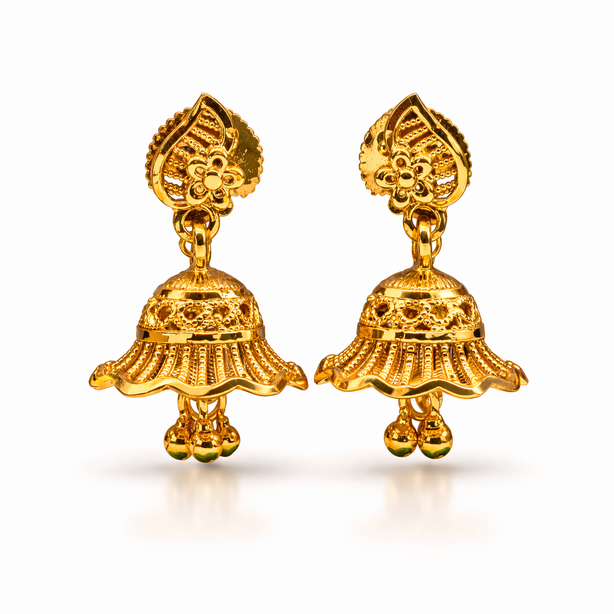 Golden Umbrella Jhumka Earrings ( Small )