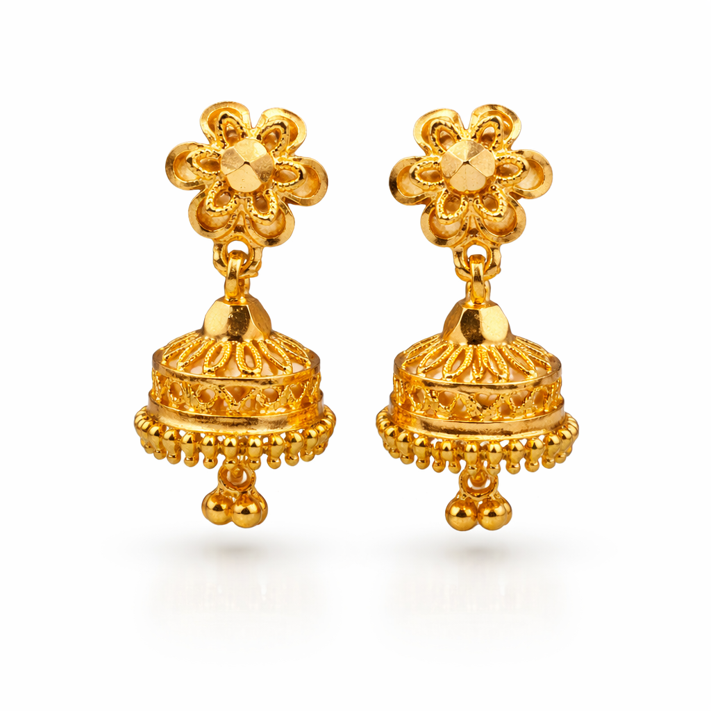 Baby Classic Gold Filigree Jhumka for Kids/Girls