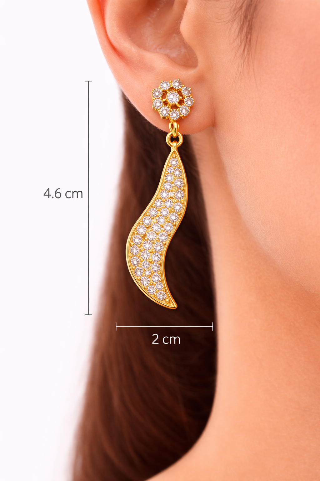 Crystal Leaf Drop AD Earrings