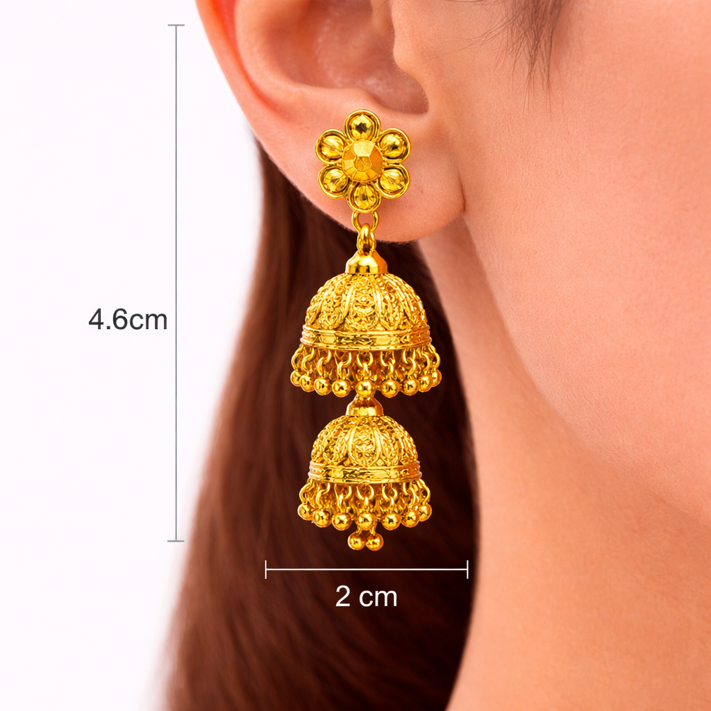 Double Tier Microgold Plated Jhumka