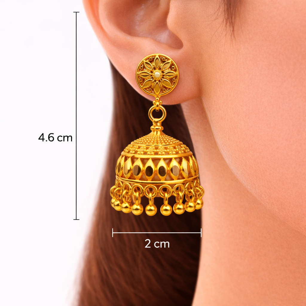 Grand Lotus Micro Gold Plated Jhumka ( Medium )
