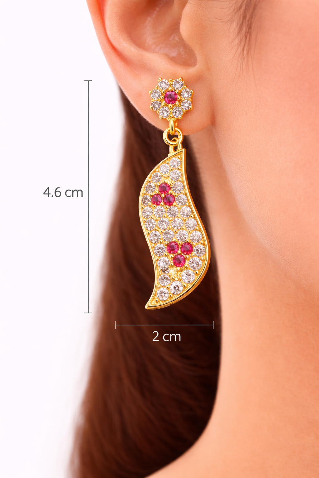 Ruby Leaf Drop AD Earrings