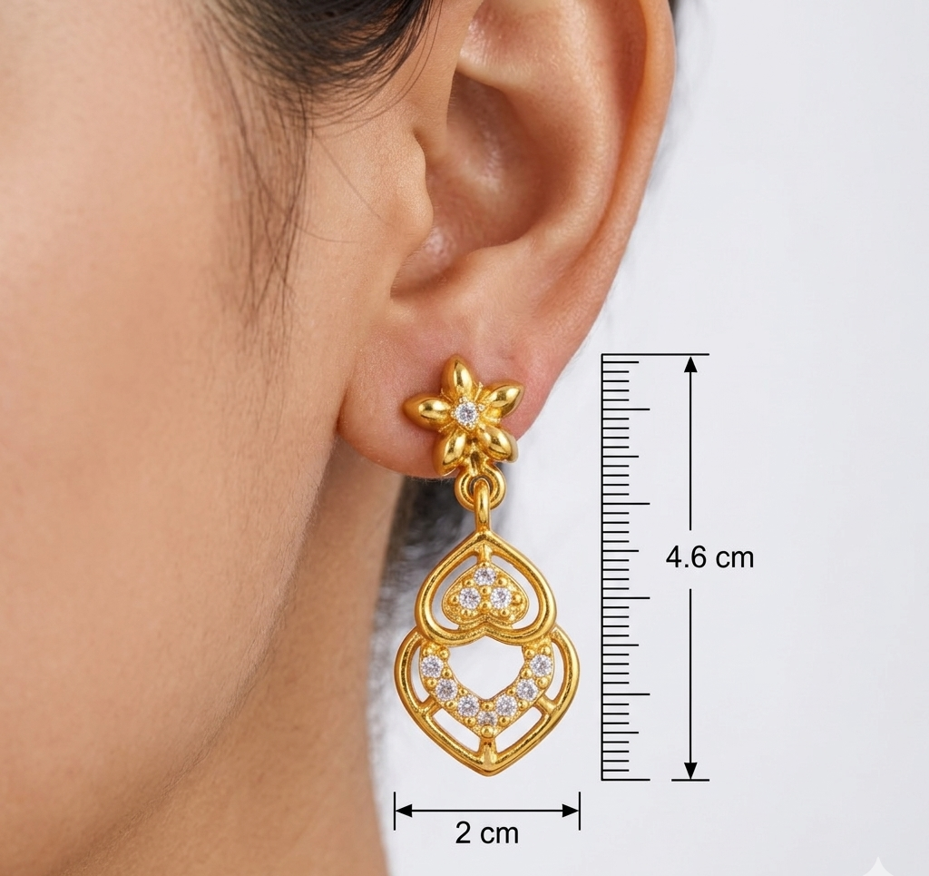Floral Heart Drop Earrings