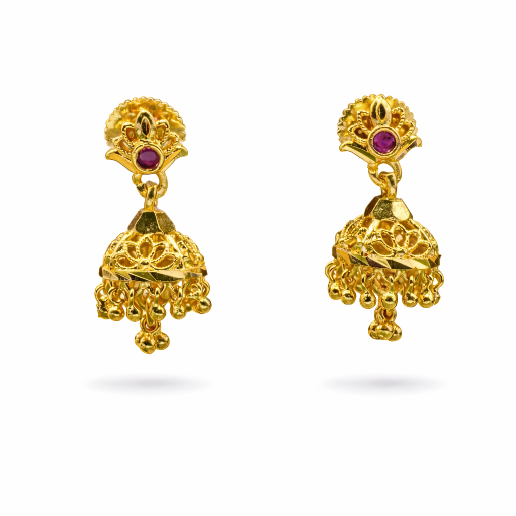 Baby Ruby Lotus Jhumkas for Kids/Girls