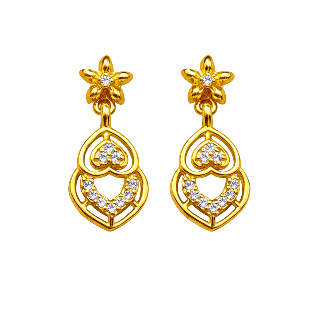 Crystal Heart Floral Drop Earrings