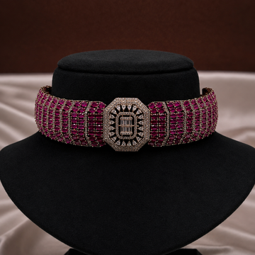 Ruby American Diamond Choker Set