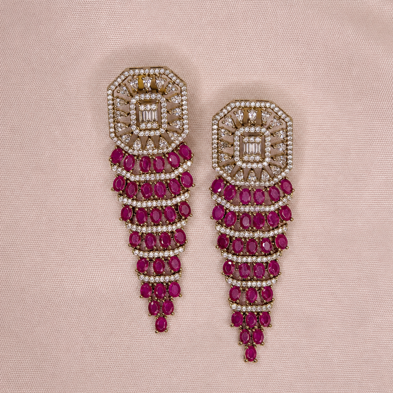 Ruby American Diamond Choker Set
