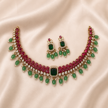 Ruby Green Designer Necklace Set