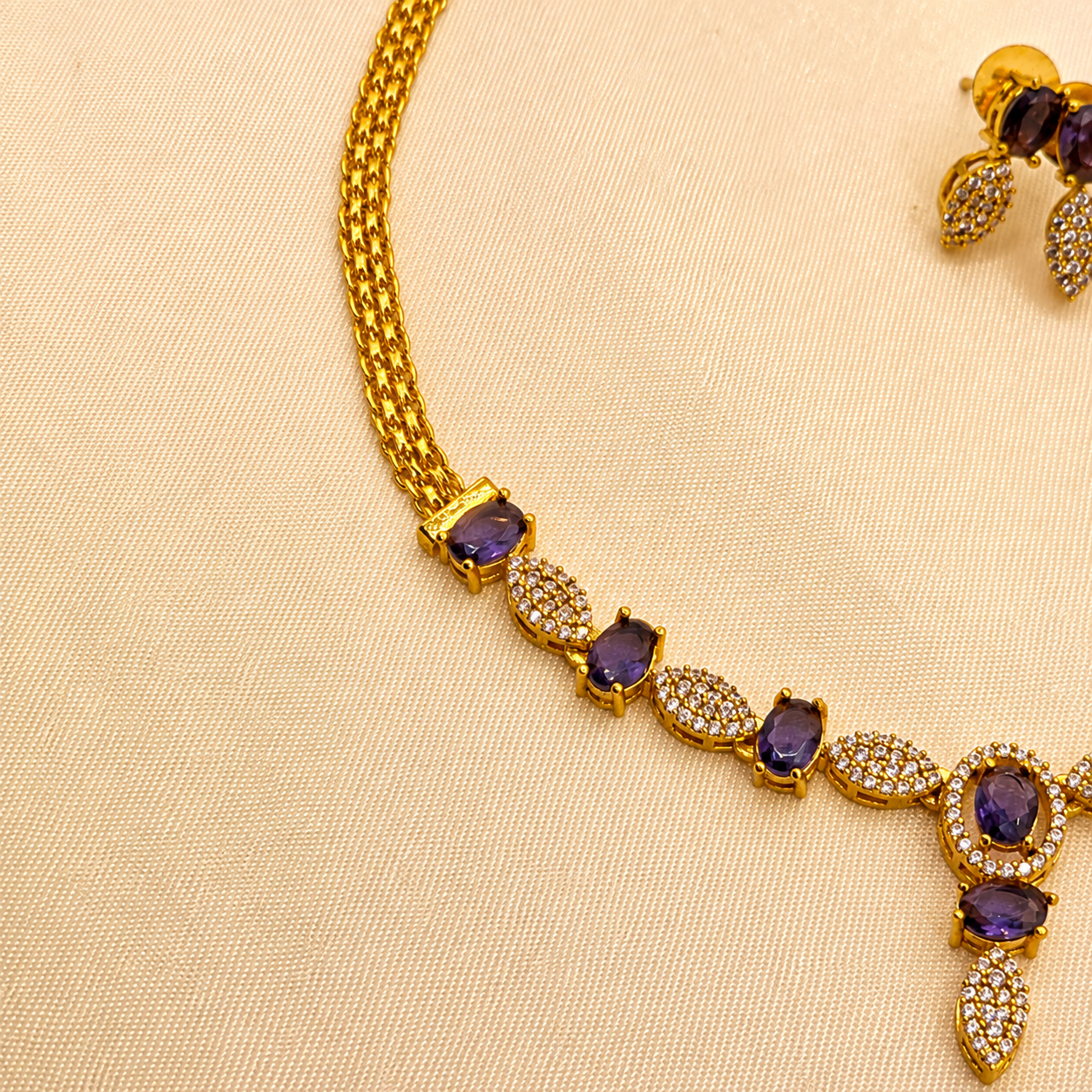 Purple Stone Designer Necklace Set