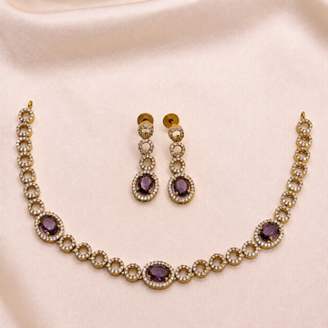 Purple CZ Designer Necklace Set