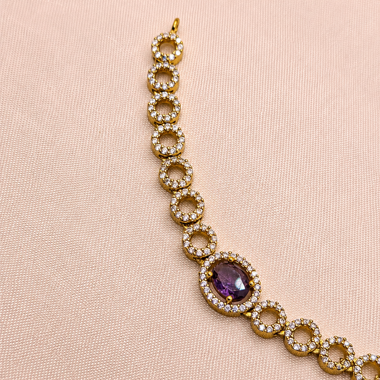 Purple CZ Designer Necklace Set