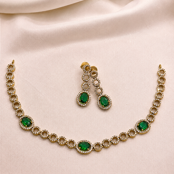 Emerald Green CZ Designer Necklace Set