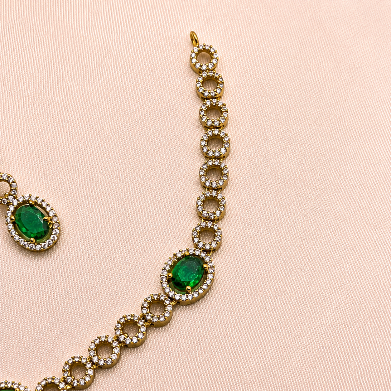 Emerald Green CZ Designer Necklace Set