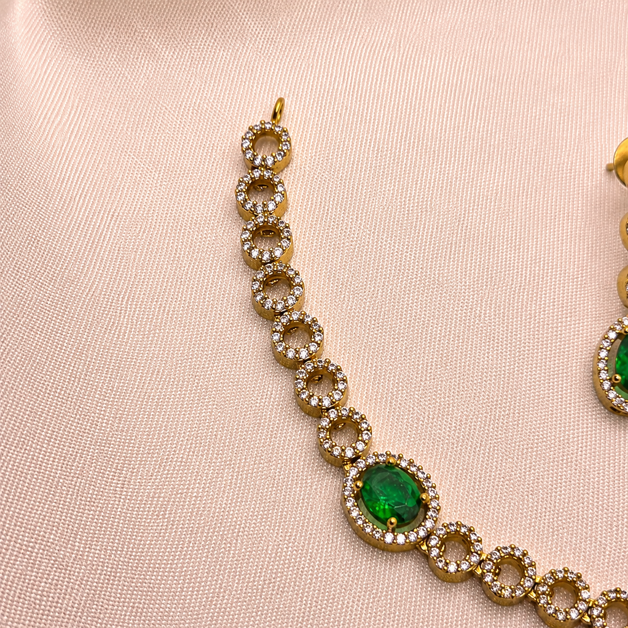 Emerald Green CZ Designer Necklace Set