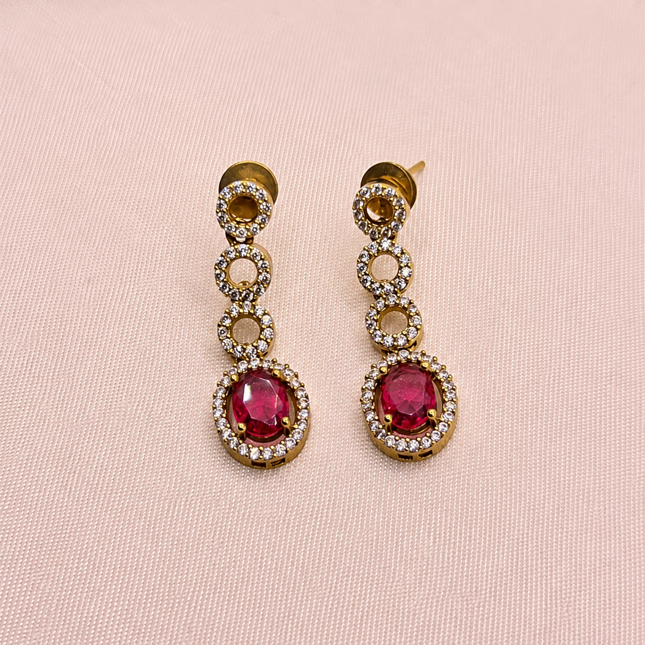 Ruby Red CZ Designer Necklace Set