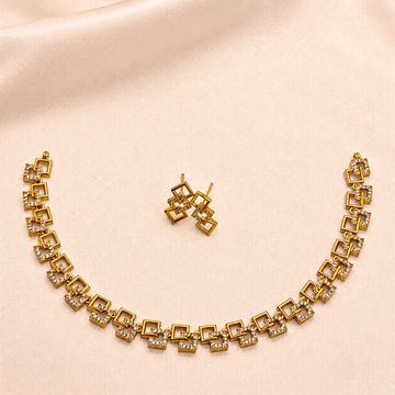 Geometric CZ Designer Necklace Set