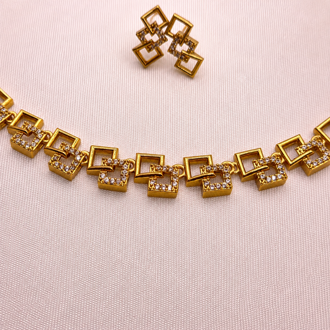 Geometric CZ Designer Necklace Set