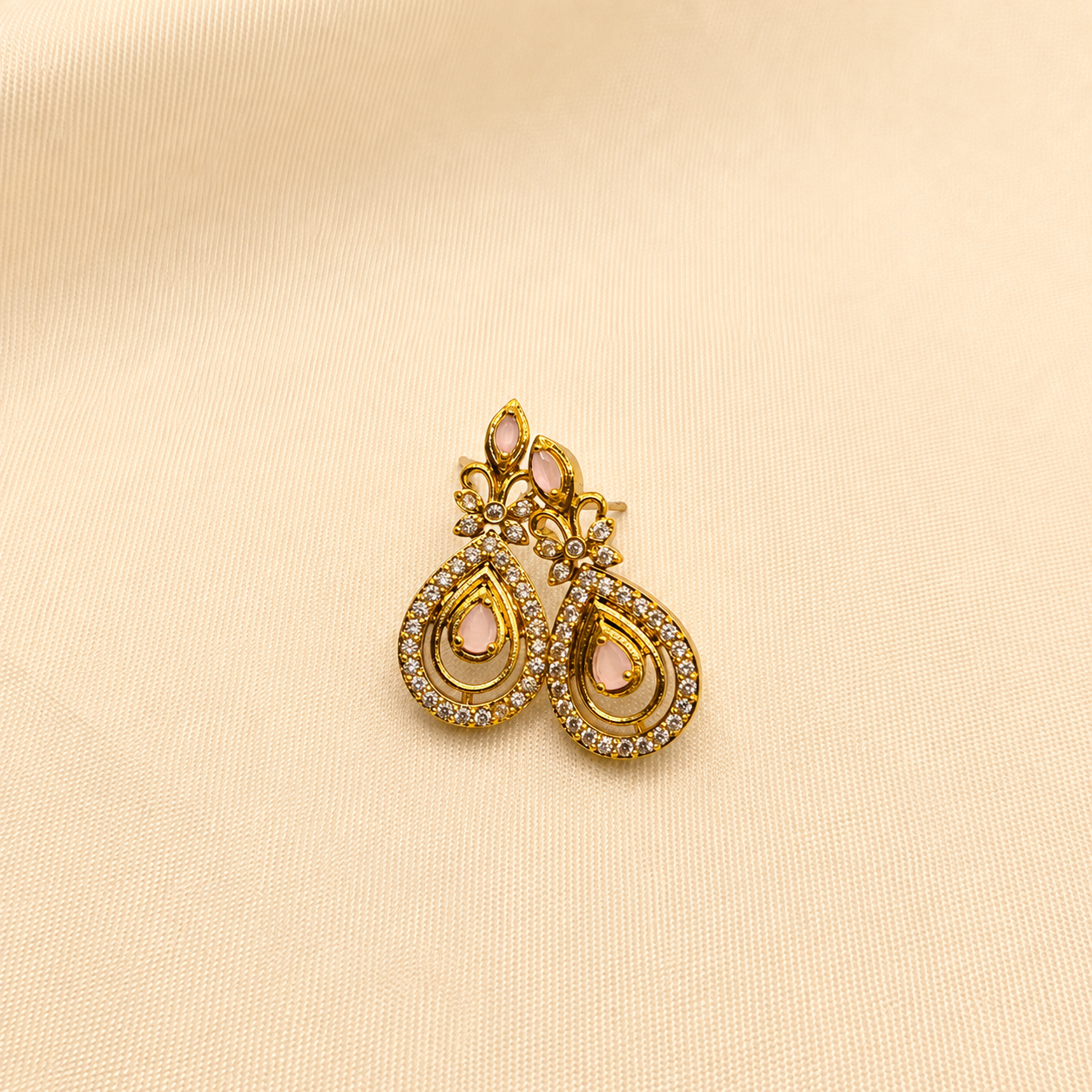 Pink Pearl CZ Designer Necklace Set