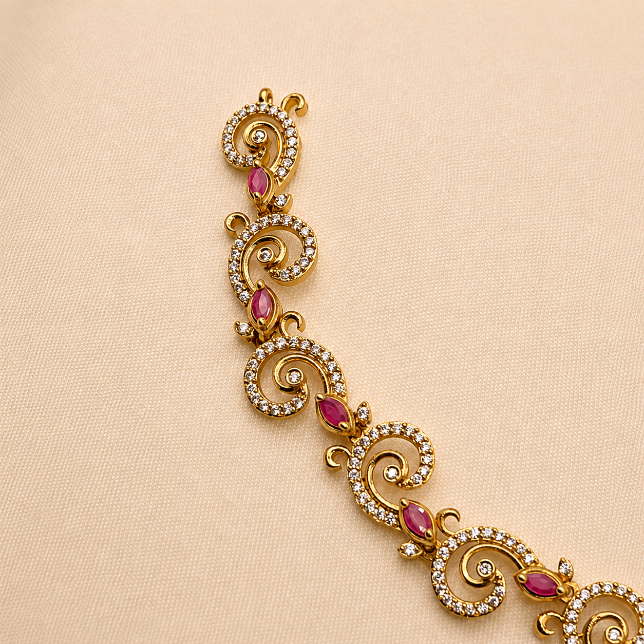 Ruby Spiral Designer Necklace Set