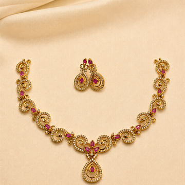 Ruby Spiral Designer Necklace Set