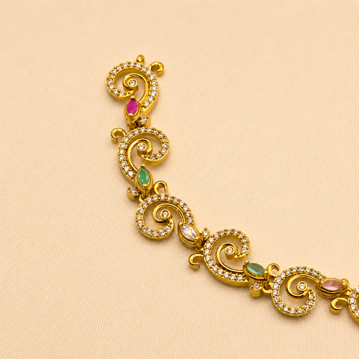 Multicolour Spiral Designer Necklace Set