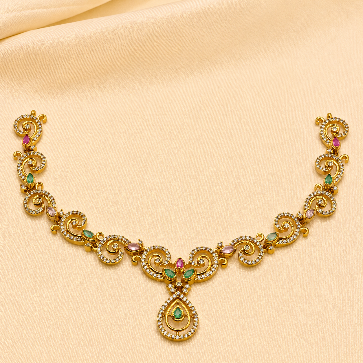 Multicolour Spiral Designer Necklace Set
