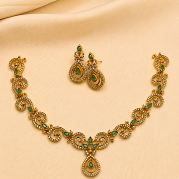 Emerald Spiral Designer Necklace Set