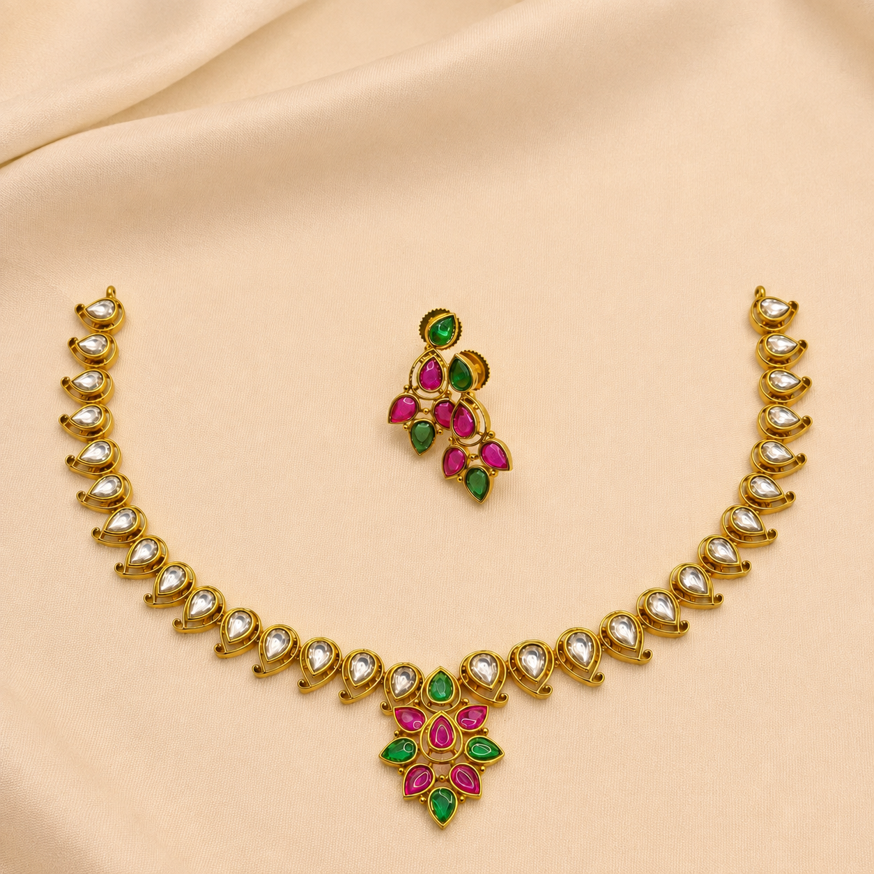Multicolour Drop Designer Necklace Set