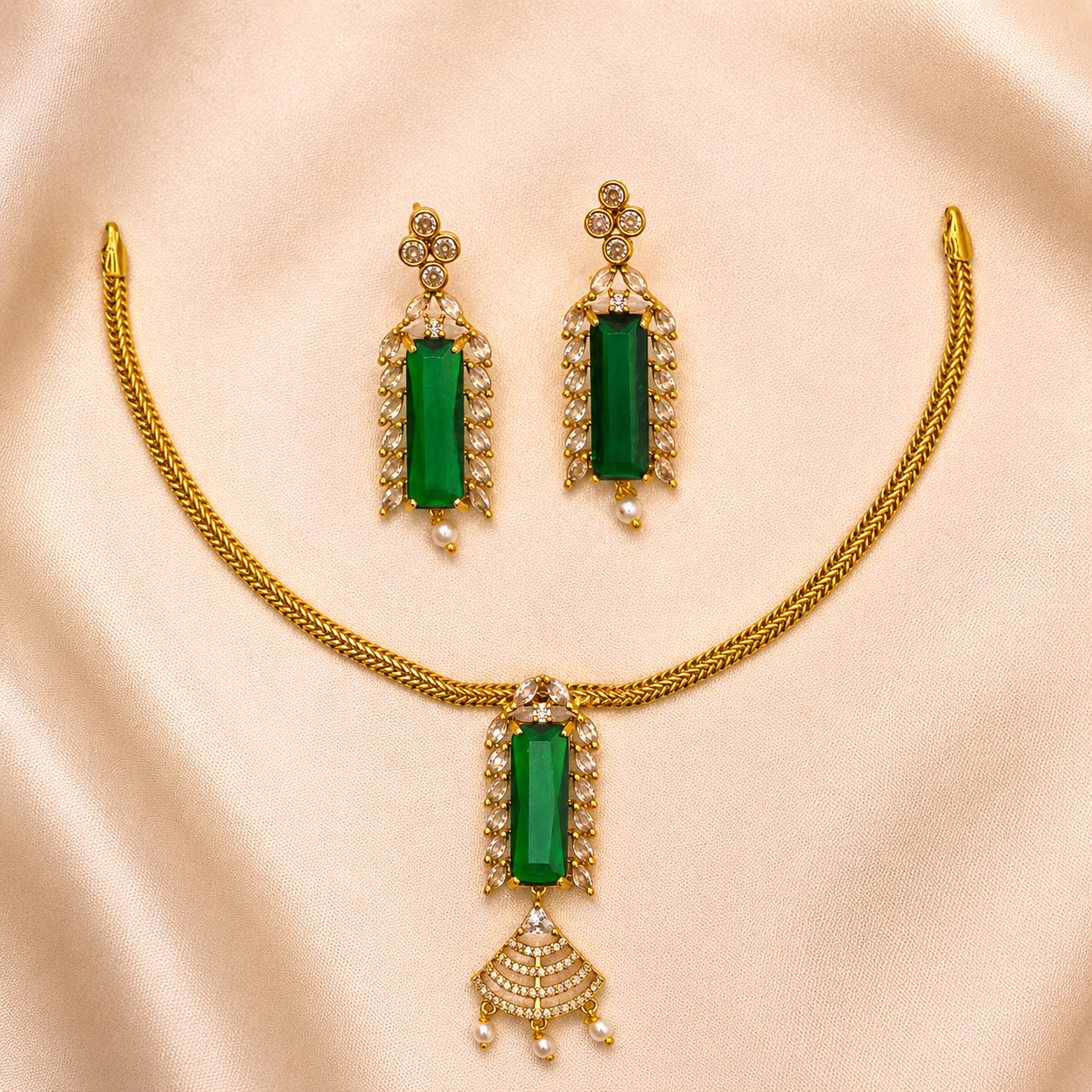 Emerald Green Designer Necklace Set