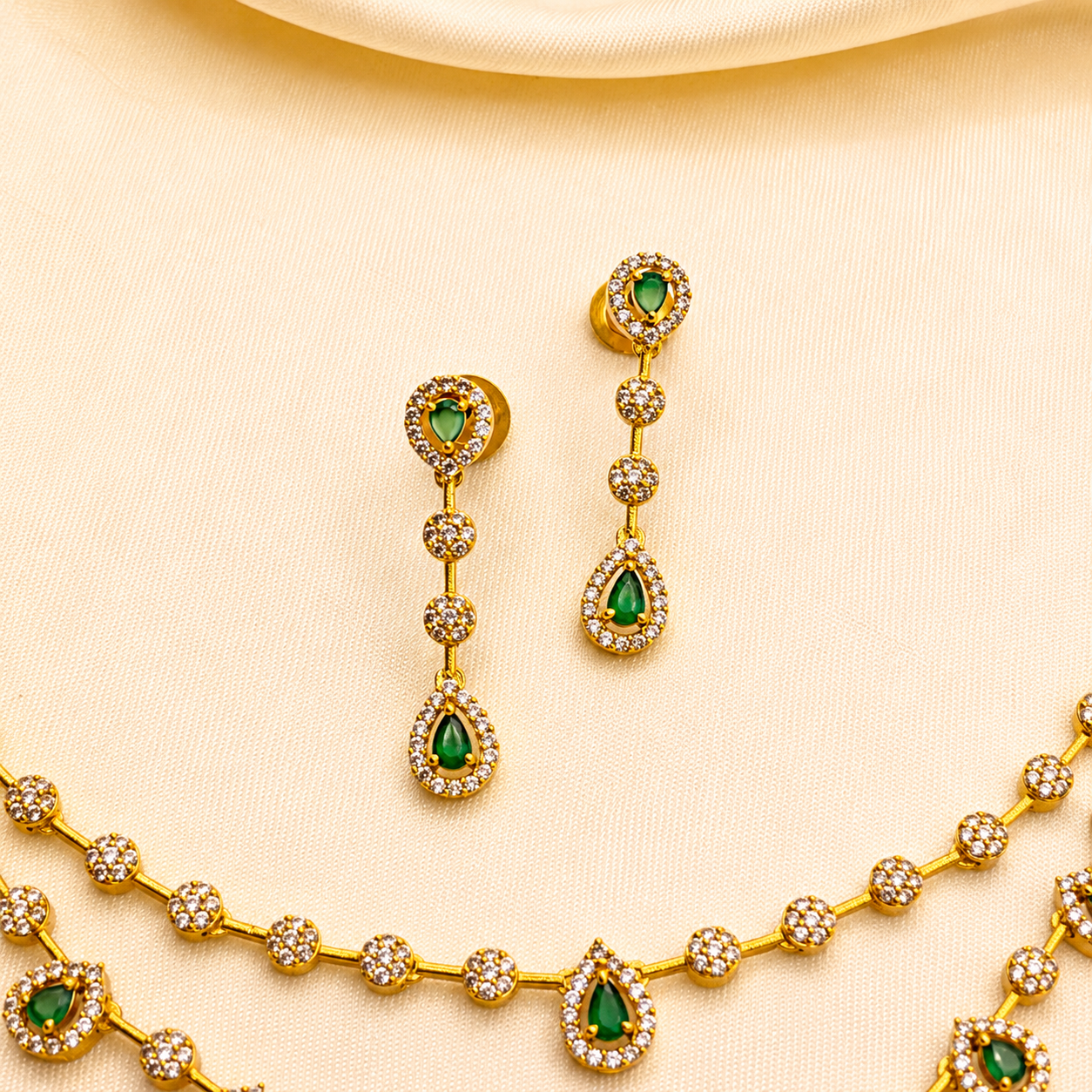 Emerald Green Layered Necklace Set