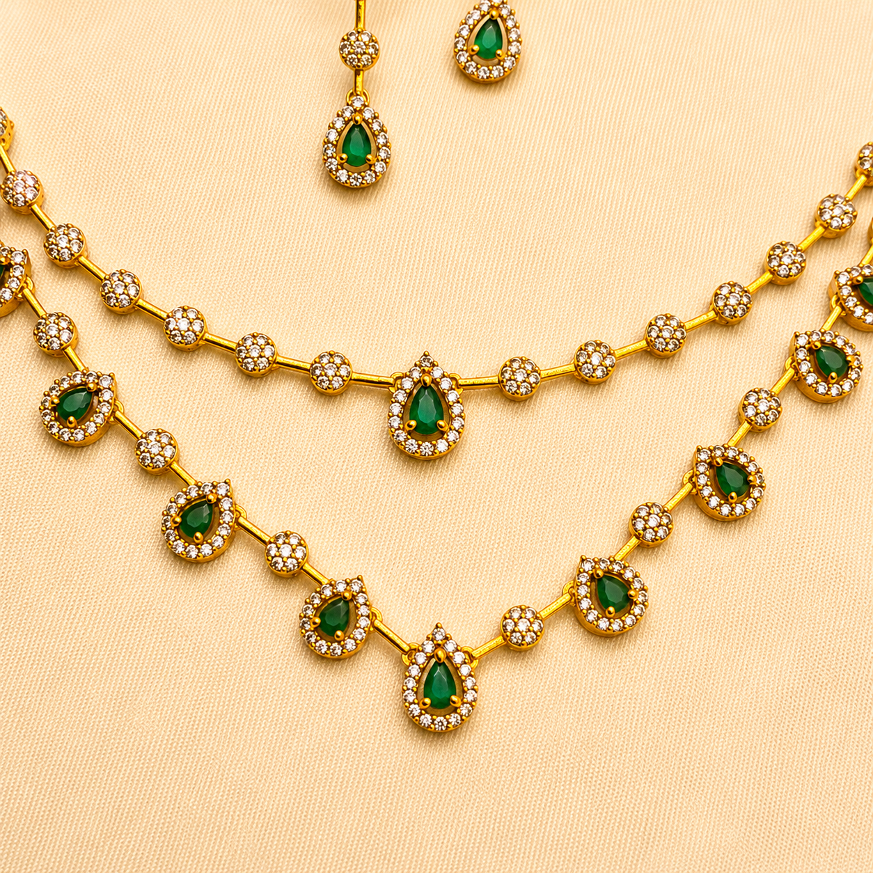 Emerald Green Layered Necklace Set
