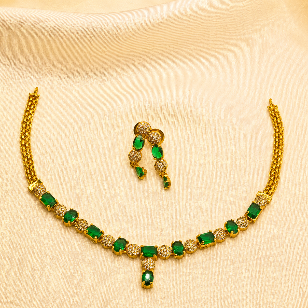 Emerald Green CZ Necklace Set