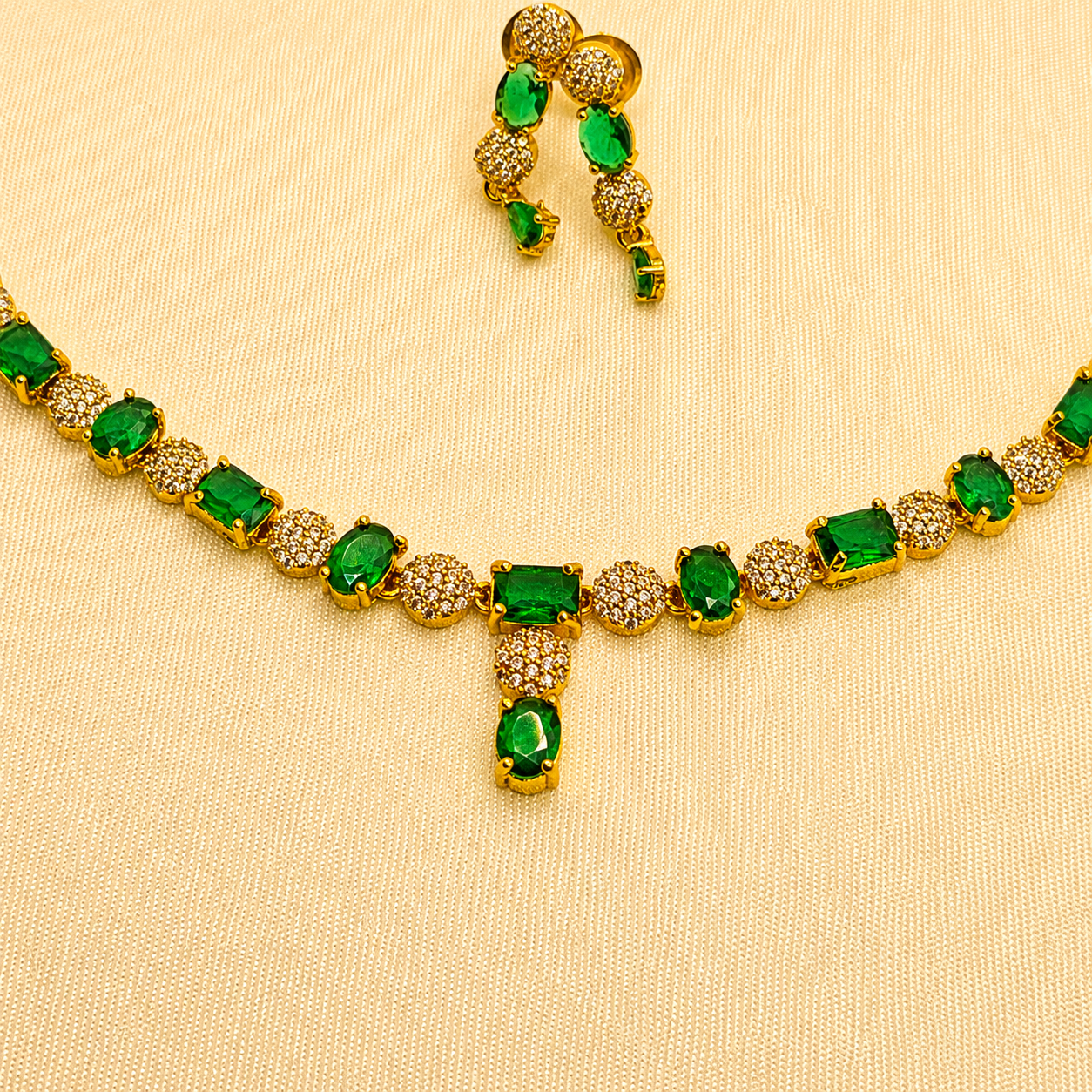 Emerald Green CZ Necklace Set
