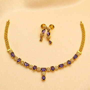 Purple Stone CZ Necklace Set