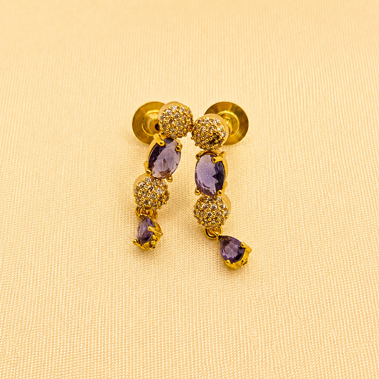 Purple Stone CZ Necklace Set