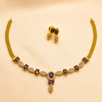 Purple Stone Designer Necklace Set