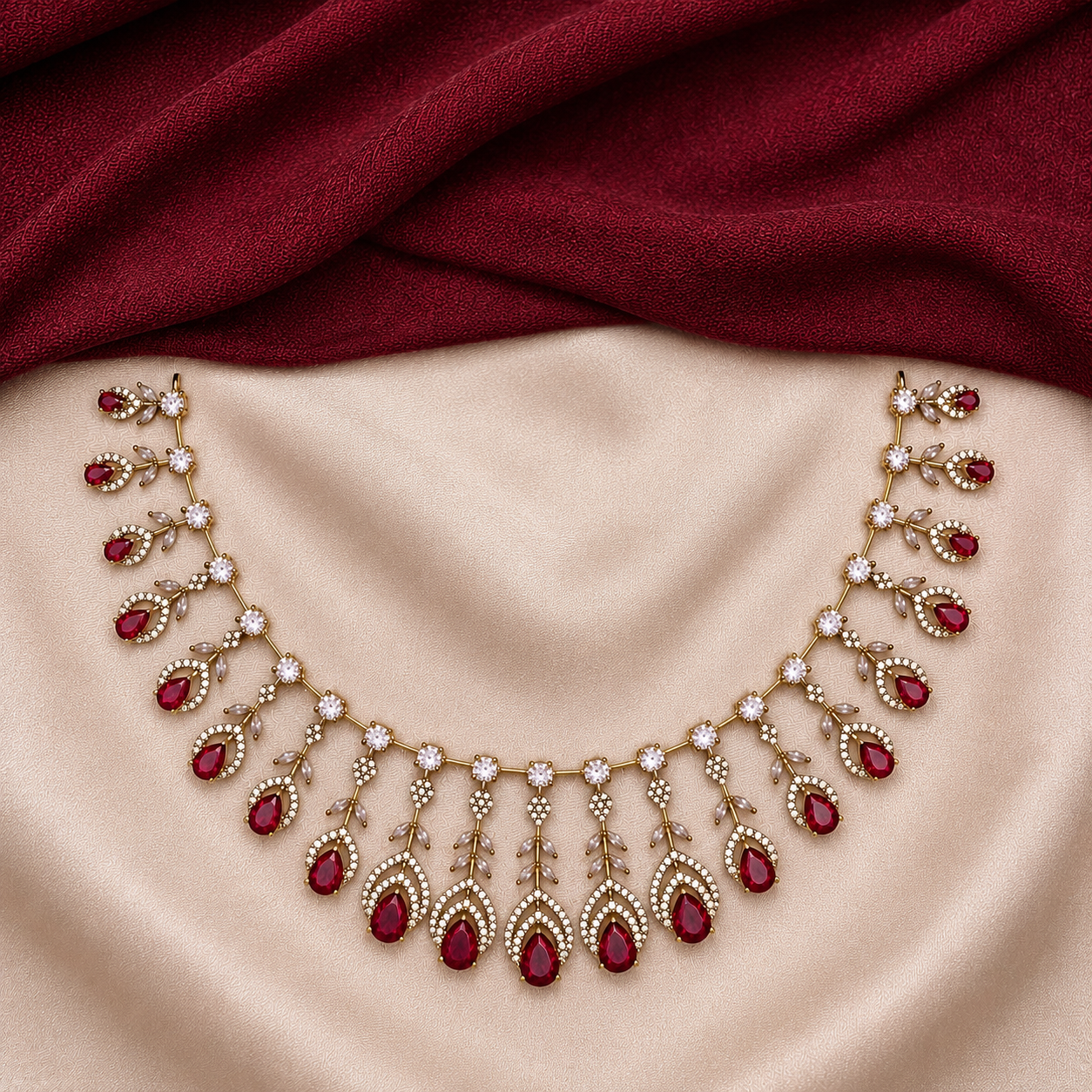 Party Wear Floral CZ Necklace Set